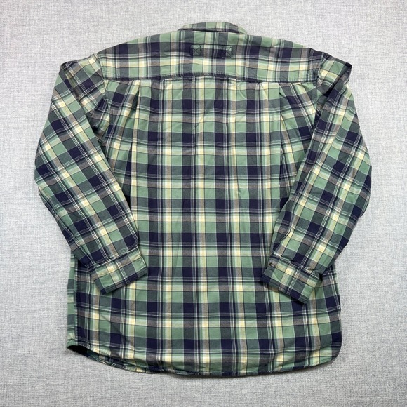 Duluth Trading Free Swingin Flannel Shirt Mens Medium Green Blue Plaid‎ Outdoor - Picture 7 of 9